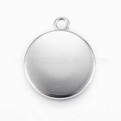 Anlaufgeschützte Cabochonfassungen für Anhänger aus Edelstahl 304&nbsp;STAS-E146-18P-16mm