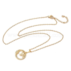 Collier avec pendentif lune et soleil en laiton micro pavé et zircone cubique transparent&nbsp;NJEW-D341-05G