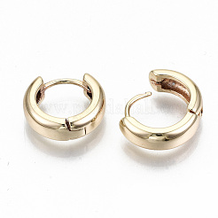 Latón pendientes de aro Huggie&nbsp;KK-T062-46G-NF