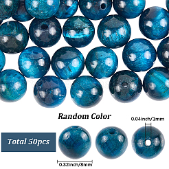 50 Stück natürliche blaue Tigerauge-Perlen&nbsp;G-SP0001-36