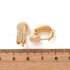 Messing Micro Pave klar Kubisch Zirkonia Clip-On Ohrring Zubehörse&nbsp;KK-K382-34G