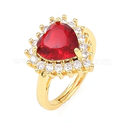 Verstellbare Fingerringe aus Messing mit Mikropflaster und Zirkonia für Damen&nbsp;RJEW-K314-01G