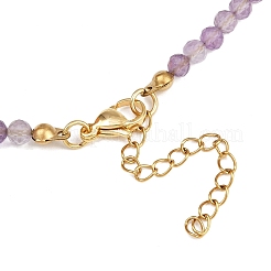Collane con ciondolo a forma di stella marina in acciaio inossidabile 304 con perline rotonde sfaccettate in turchese sintetico e ametista naturale per donna&nbsp;NJEW-JN05459