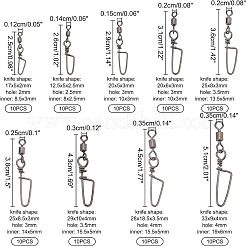 90 pièce de 9 styles de mousquetons de pêche en laiton avec émerillons&nbsp;FIND-FH0004-40