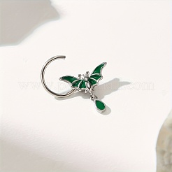 Gothic-Nasenring aus 316er Chirurgenstahl mit grüner Emaille-Fledermaus-Motiv und tropfenförmigen Anhängern für Damen und Herren – Partyschmuck&nbsp;LS-YQ2645