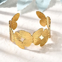 Bracelets manchettes en acier inoxydable 304&nbsp;BJEW-L705-03G