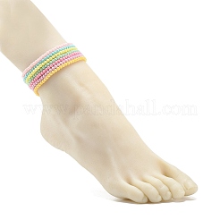 7 pièces 7 couleurs couleur bonbon rond acrylique perlé ensemble de bracelets de cheville extensibles&nbsp;AJEW-AN00488