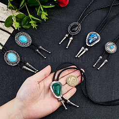 6 Stück 6 Stile Pu-Leder Acryl & Harz Schnur Bolo Tie Lariat Halsketten für Frauen&nbsp;NJEW-DC0001-12