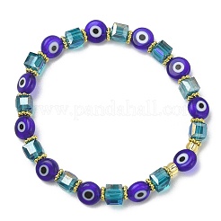 5 Stück 5-teiliges Stretch-Armband-Set aus natürlichem Lapislazuli und Bunte Malerei-Evil-Eye-Armbändern mit Saatperlen&nbsp;BJEW-JB09616-01