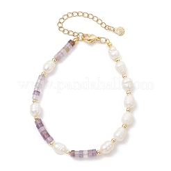 Braccialetti di perline di ametista naturale e perle d'acqua dolce coltivate per le donne&nbsp;BJEW-JB13249-02