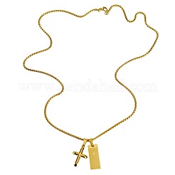 Halsketten mit Kreuz- und Rechteckanhänger aus 304 Edelstahl&nbsp;FS-WGE99ED-01