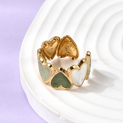 Anillo de puño abierto esmaltado de acero inoxidable 304&nbsp;RJEW-L335-01A-G
