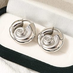Orecchini a cerchio in ottone a forma di conchiglia a spirale con placcatura a cremagliera&nbsp;EJEW-H143-22P