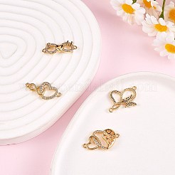 4 pièces 4 connecteurs de liens de zircone cubique transparents en laiton de style micro pavé&nbsp;ZIRC-SZ0002-24