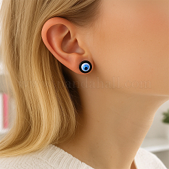 6 Stück Ohrstecker mit bösem Blick aus Edelstahl in 3 Farben für Männer&nbsp;EJEW-GO0002-16