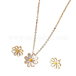 Set di collane con ciondolo in lega smaltata a margherita e orecchini pendenti per donna&nbsp;FS-WG3EF09-01