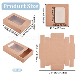 Scatole pieghevoli per cassetti regalo per gioielli in cartone di carta kraft&nbsp;CON-WH0092-27