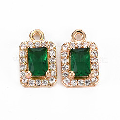 Placage de crémaillère en laiton micro pavé breloques en zircone cubique claire&nbsp;KK-T060-13-RS