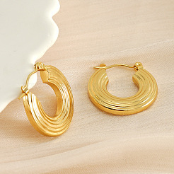 Pendientes de aro de rayas de acero inoxidable 201 para mujer&nbsp;FS-WG1CC8F-01
