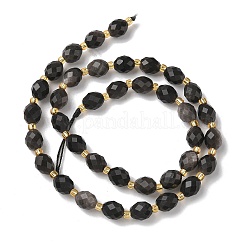 Natürliche silberglänzende Obsidian-Perlenstränge&nbsp;G-F809-A28-01