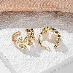 Messing Micro Pave klare Zirkonia Manschette Ohrringe&nbsp;X-EJEW-I249-11G