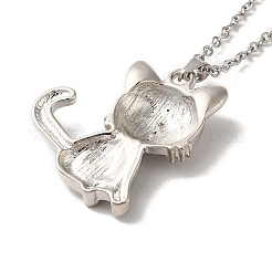 Collier pandant de chat de strass d'alliage avec des chaînes de câble&nbsp;NJEW-K248-01P-03
