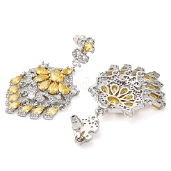 Boucles d'oreilles avec pendentif en laiton avec zircone cubique de micro pave&nbsp;EJEW-H014-16P