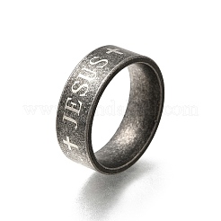 Fingerringe aus 304 Edelstahl mit Jesuskreuz für Männer&nbsp;RJEW-B120-03P
