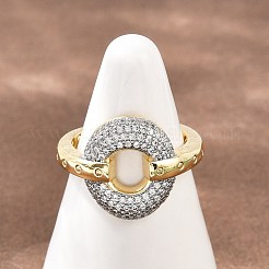 Messing Micro Pave klare Zirkonia Manschette offene Ringe&nbsp;RJEW-T028-02A-G