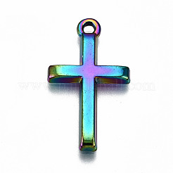 Regenbogenfarbenlegierung winzige Kreuzanhänger&nbsp;PALLOY-S180-035-RS