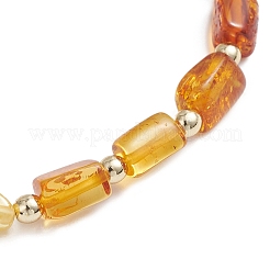 Pulseras elásticas con cuentas de ámbar natural de color degradado rectangular&nbsp;BJEW-JB12766