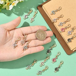 30 pieza de adorno colgante de aleación de esmalte y rhinestone de cristal en 6 colores&nbsp;HJEW-YW00528