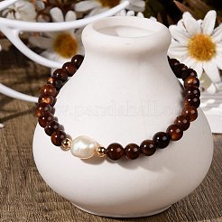 Bracelets de perles extensibles en coquille d'eau douce naturelle teinte ronde&nbsp;BJEW-JB05727-03