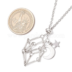 304 Edelstahl leere Makramee Tasche Stern Mond Anhänger Kabel Kette Halskette machen&nbsp;NJEW-JN05277-01