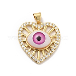 Coeur avec oeil en laiton micro pavé clair pendentifs en zircone cubique&nbsp;KK-G419-07G