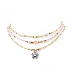 Set di collane con perline di semi di vetro e perle di conchiglia da 3 pezzo e 3 stili&nbsp;NJEW-JN04125