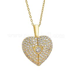 Collana con ciondolo a forma di cuore in ottone micro pavé di zirconi cubici trasparenti per San Valentino&nbsp;WG30B58-01