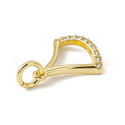 Charms in ottone con micro pavé di foglie di ginkgo in zirconia cubica trasparente&nbsp;ZIRC-F132-85G
