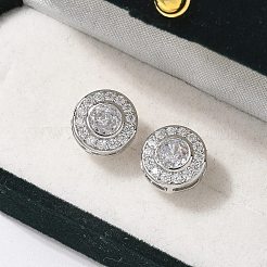 Messing Micro Pave klare Zirkonia Ohrstecker&nbsp;X-EJEW-Q015-10P