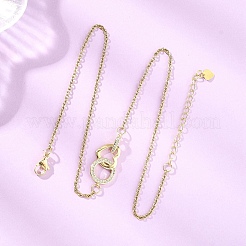 Collier en laiton micro pavé avec pendentif en forme de cœur en zircone cubique transparent et anneau&nbsp;NJEW-JN05659