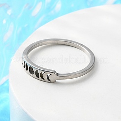 Anello da dito in acciaio inossidabile 201 con fasi lunari per donna&nbsp;RJEW-A006-04P-1