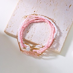 5 pz 5 stili di perline di vetro in stile bohémien e braccialetti in lega&nbsp;FS-WG21953-02