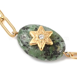Natürliches afrikanisches Jade-Armband aus 304 Edelstahl für Frauen&nbsp;BJEW-Z070-01G-03
