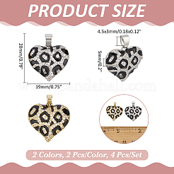 4 pièces 2 couleurs laiton micro pavé pendentifs zircone cubique&nbsp;KK-ME0004-69
