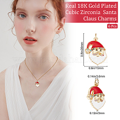 6 pendentif en laiton micro pavé de zircones cubiques sur le thème de Noël&nbsp;ZIRC-BBC0001-55