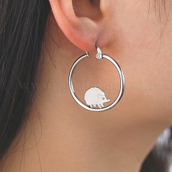Pendientes de aro con cuentas de erizo de acero inoxidable 304 que no se deslustran&nbsp;EJEW-F320-02P