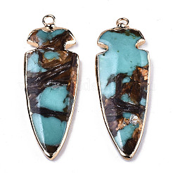 Montierte Anhänger aus Bronzit und synthetischem Aqua Terra Jaspis&nbsp;G-R481-11B