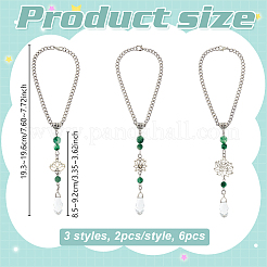 6 pièce 3 styles de décorations suspendues en alliage et en verre&nbsp;HJEW-OC00298