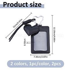 2 porta badge identificativo in pelle PU bicolore con portachiavi a forma di cuore in lega&nbsp;AJEW-PH0010-46