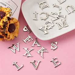 Colgante de letra de acero inoxidable 304 con engastes de rhinestone&nbsp;STAS-TA0001-11P